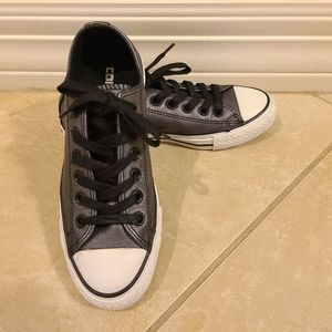 Converse Black Metallic Leather All Star Sneakers